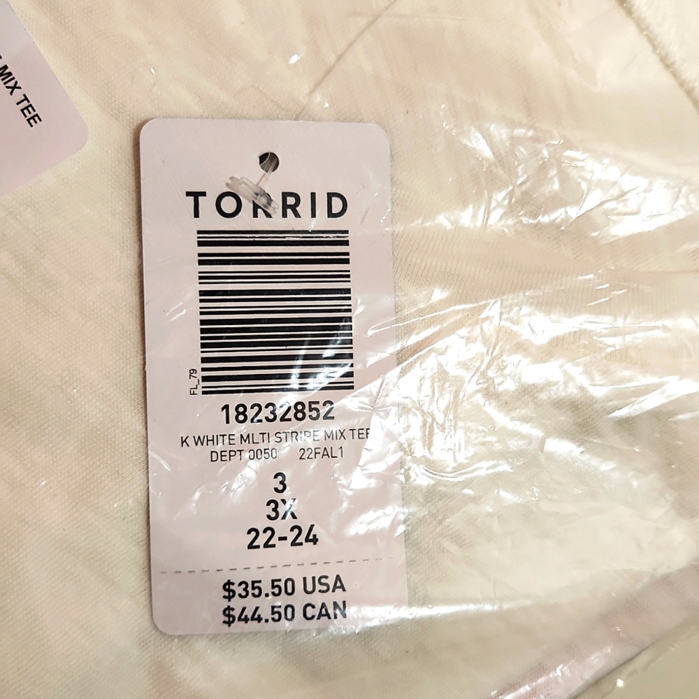 ❤️NWT TORRID TEE - PASTEL STRIPES - WHITE CLIP DOT BABYDOLL DOLMAN - PLUS SIZE - Picture 8 of 11